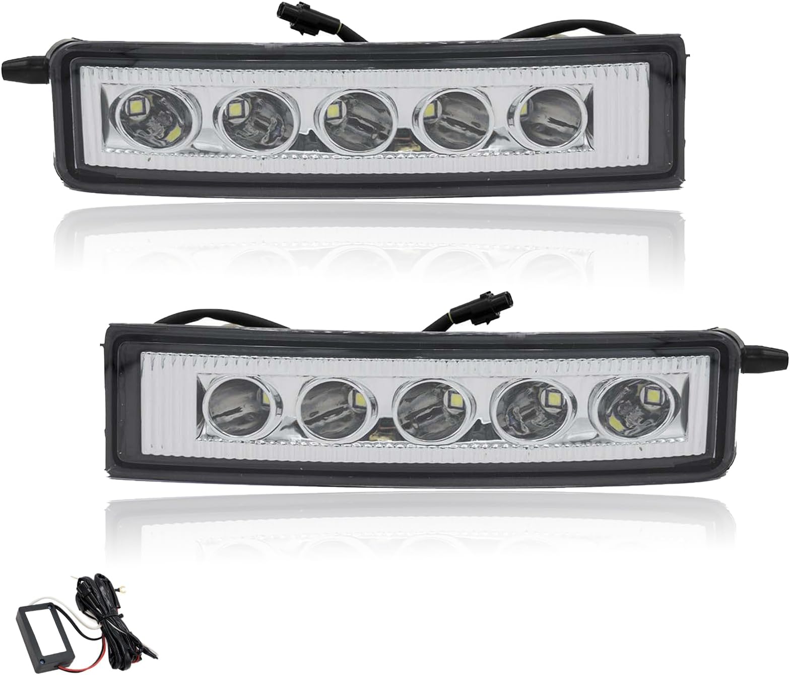 Fog Light Assembly Fit for 2003-2007 Scion XB Clear Lens 2pcs LH+RH Front Bumper Fog Lamps Replacement Kit with LED Bulb 12V55W and Wiring Harness