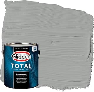 Glidden Total Interior Wall Paint & Primer All-in-One, Stepping Stone/Gray, Semi-Gloss, 1 Gallon
