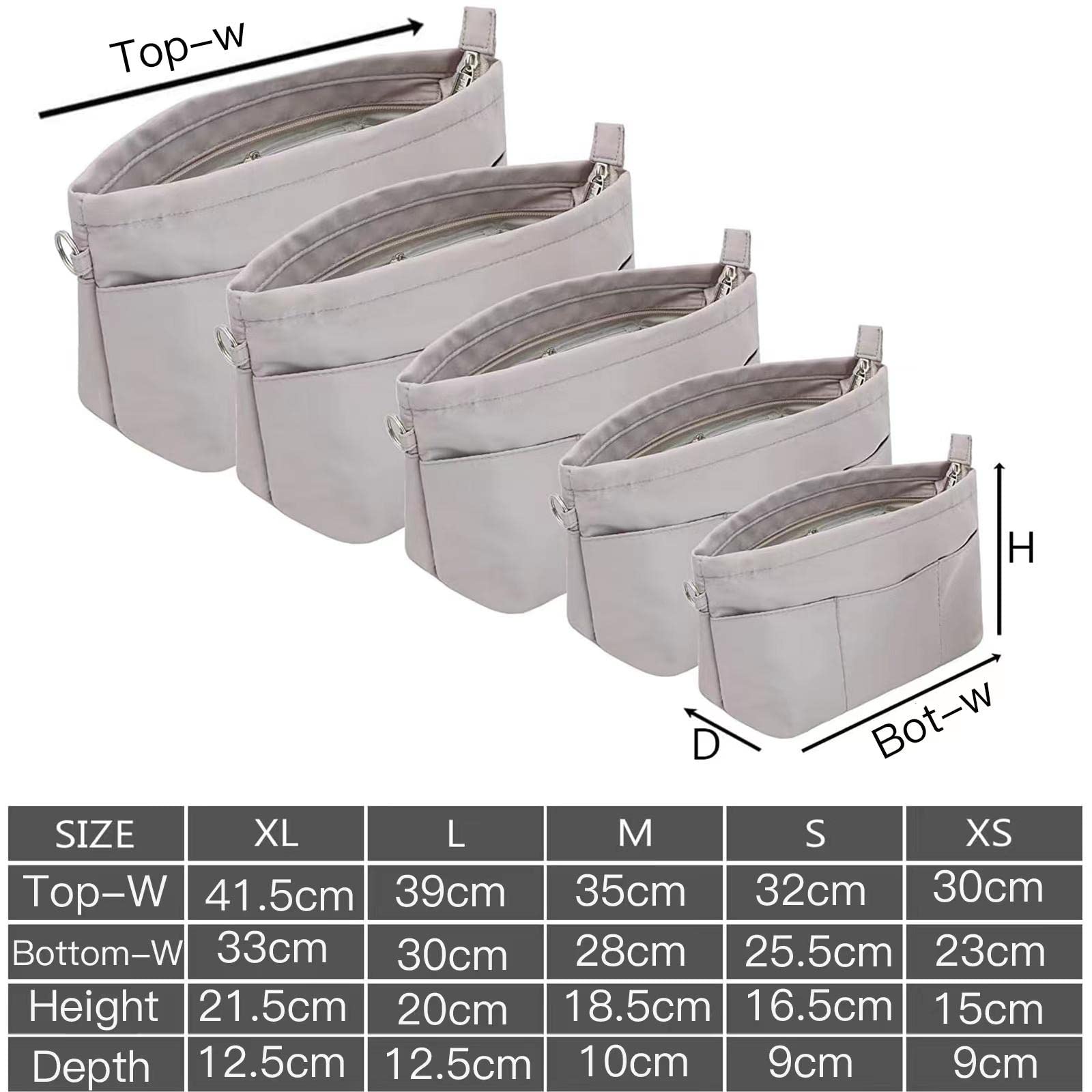 Handtaschen-Organizer für Damen, leicht, Nylon, Aufbewahrungstasche für den Innenbereich, 5 Größen, 4 Farben