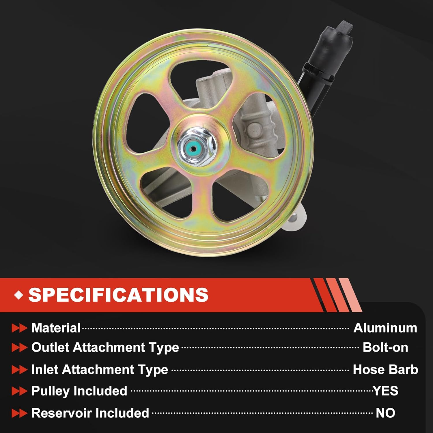 21-5193 Power Steering Pump Compatible with Honda Ridgeline RT/RTL/RTS/RTX/LX/DX/EX-L V6 3.5L 2006-2011 with Pulley Replace 35536163 56110-RJE-A01