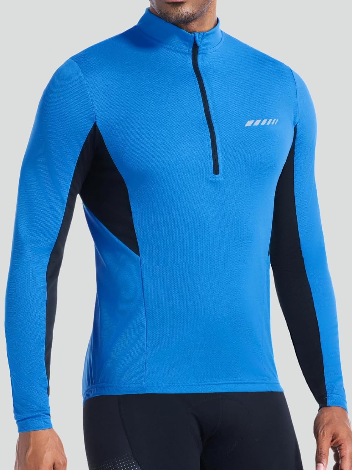 qualidyne Men’s Cycling Jersey Long Sleeve, Quick Dry Moisture-Wicking, UPF 50+, Half Zip Bike Shirt with 3+1 Pockets - Image 3