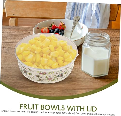 Miniatura 3 de BESTOYARD 5 unidades de esmalte esmaltado recipiente para ensalada, cuenco para servir tazón de mezcla de esmalte para hornear, cuencos de frutas