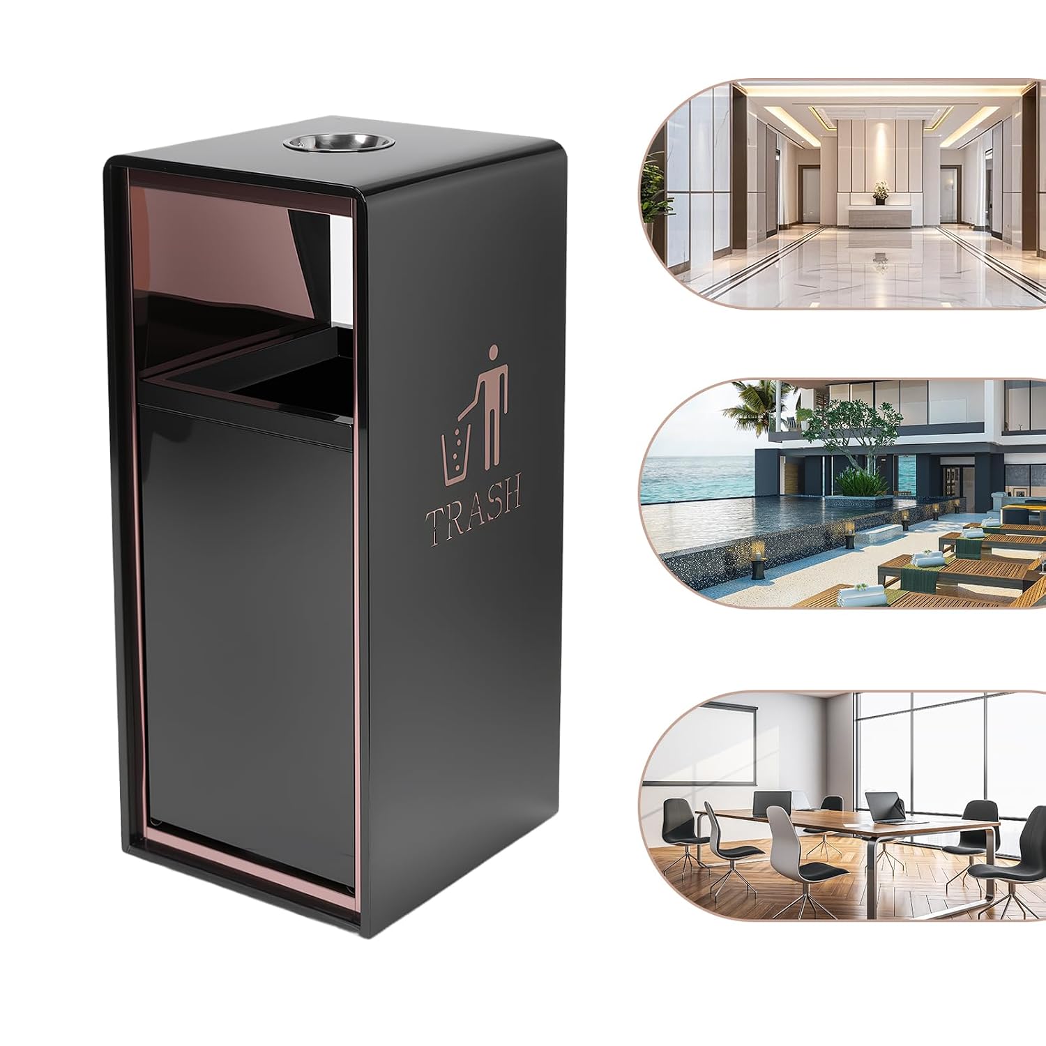 Stainless Steel Fingerprint- Large Trash Can with Removable Inner Bucket Heavy Duty Brushed Finish Garbage Bin for Parks & Public Spaces