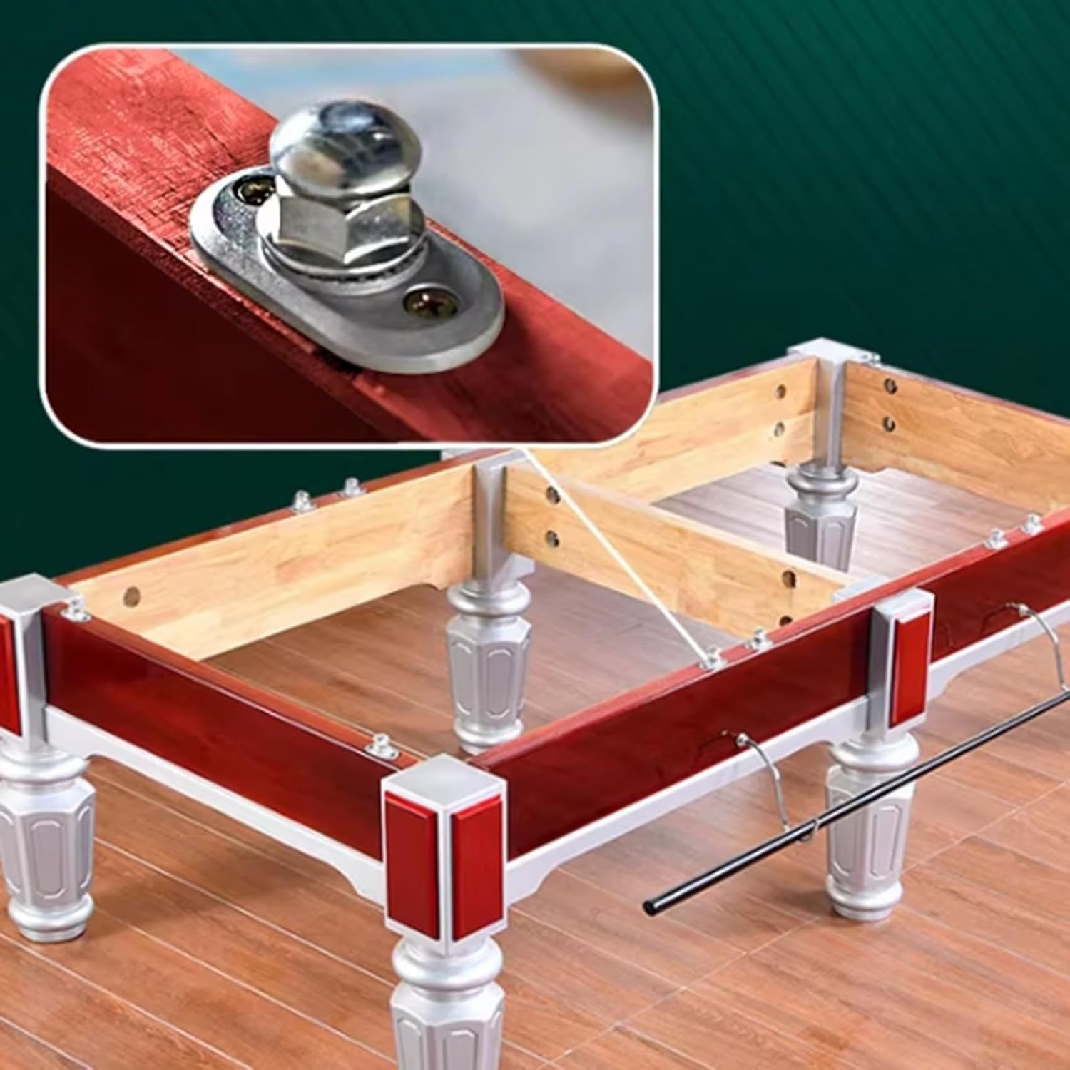 Premium Wood Frame Pool Table, Classic Billiard Game Table with Smooth Felt Surface for Family Entertainment