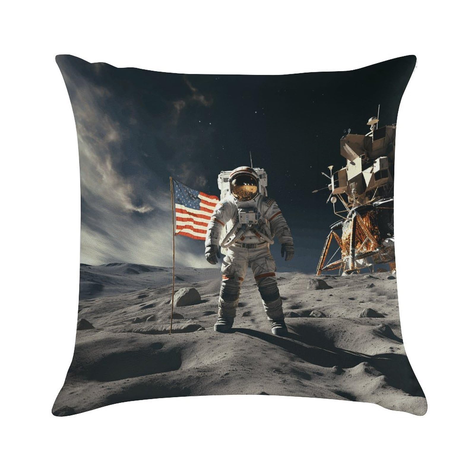 VstaDank Astronaut Landing on The Moon Throw Pillow Cover Square Lumbar Throw Pillow Case Soft Decorative Cushion Cases Short Plush Pillowcase with Zipper Luxury Cozy Pillows Shams for All Seasons