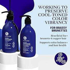 Luseta Blue Shampoo for Brassy Hair and Brunettes, Level Up Tones Down Orange & Copper Hues, Blue Shampoo and Conditioner for Color Treated Hair, Targets Brassy and Refresh cool-toned colors 2x16.9oz