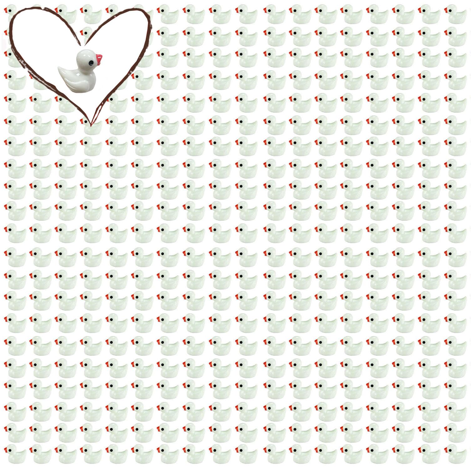 Pcxino 400pcs Mini Resin Duck Bulk Tiny Duck Figures for Micro Fairy Garden Landscape Aquarium Decor (White)