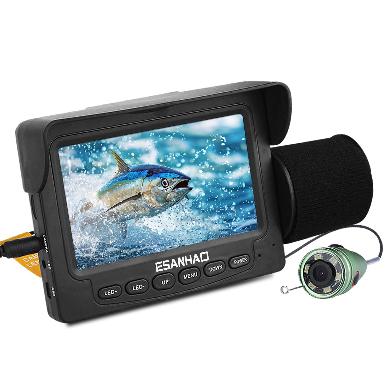 Underwater Fishing Camera for Rod Portable 1200TVL Fish Camera with IR Light, 4.3'' LCD Monitor, 15m/49ft Cable for Ice Fishing, Lake Kayak Boat Saltwater Fishing-picture-15