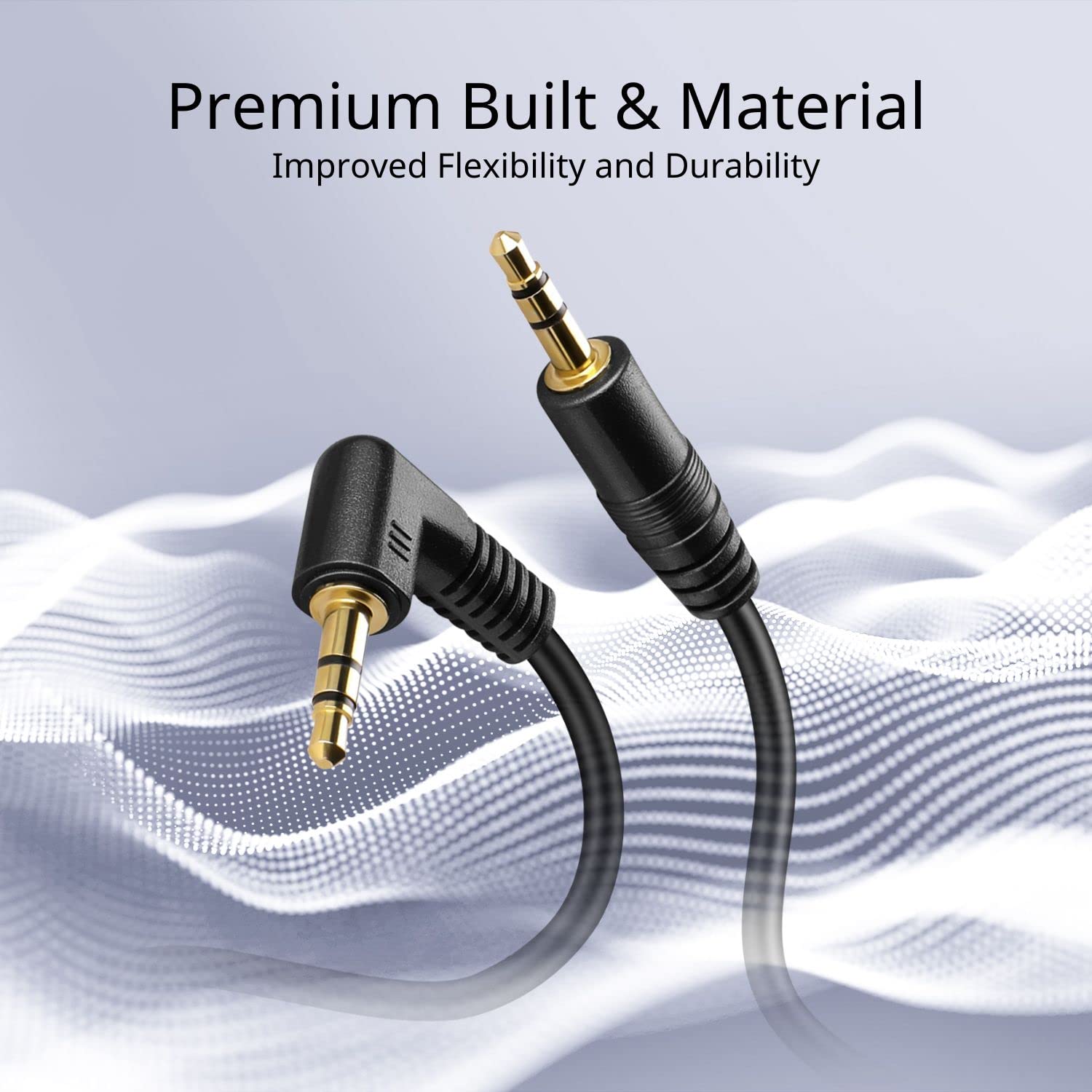 TNP Cavo audio 3,5 mm maschio-maschio AUX (0,91 m) - cavo AUX angolato a 90�� - connettore TRS placcato oro per cuffie per autoradio, smartphone, tablet, computer, altoparlante
