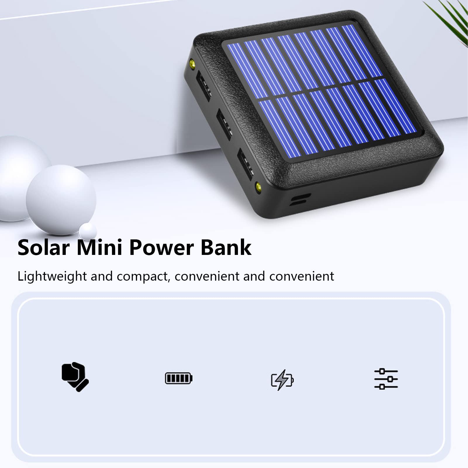 10000mAh Small Solar Phone Charger Banque d'alimentation à Double Entrée avec 3 Sorties USB et Lumière LED pour Le Camping en Plein Air, la Randonnée, la Pêche, Les Voyages