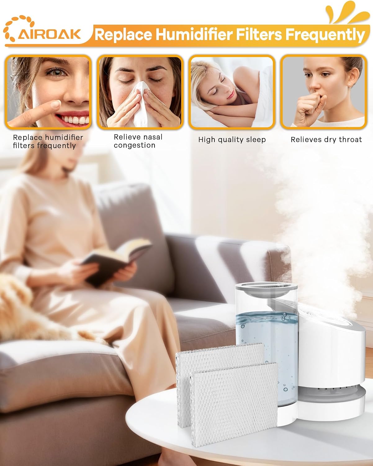 4 Pack MD1-0034 Replacement Humidifier Wicks Filters (Not for Evap3) | Compatible with Vornado Evaporative Humidifier Evap40, Evap2, EV3, EV100, EV200, EVDC300, EVDC500, EVDC505