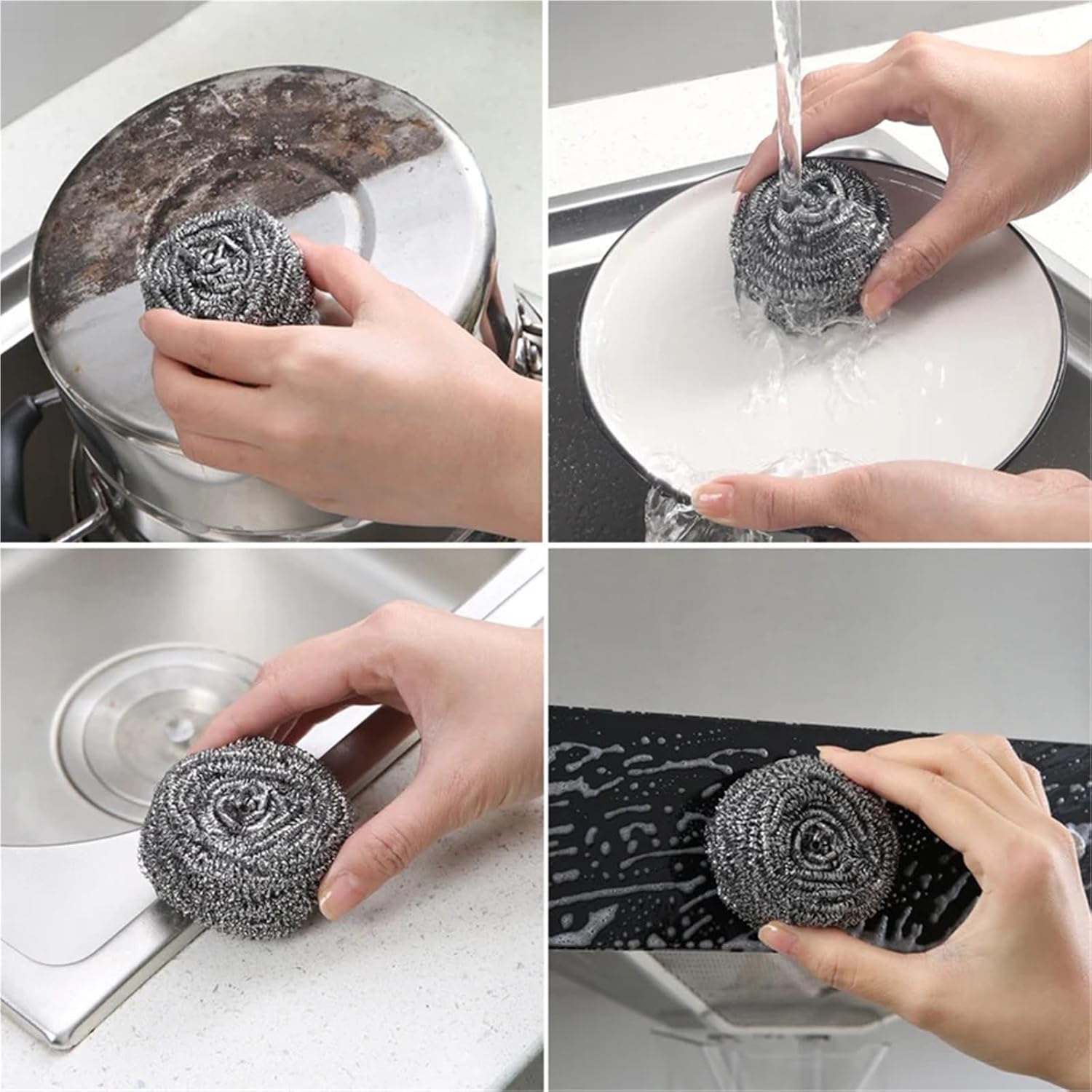 Stainless Steel Scourer 30PCS Stainless Steel Wool Scrubber, Scrubbing Scouring Pad, Stainless Steel Cleaning Balls for Kitchens Bathroom Pot and Pan