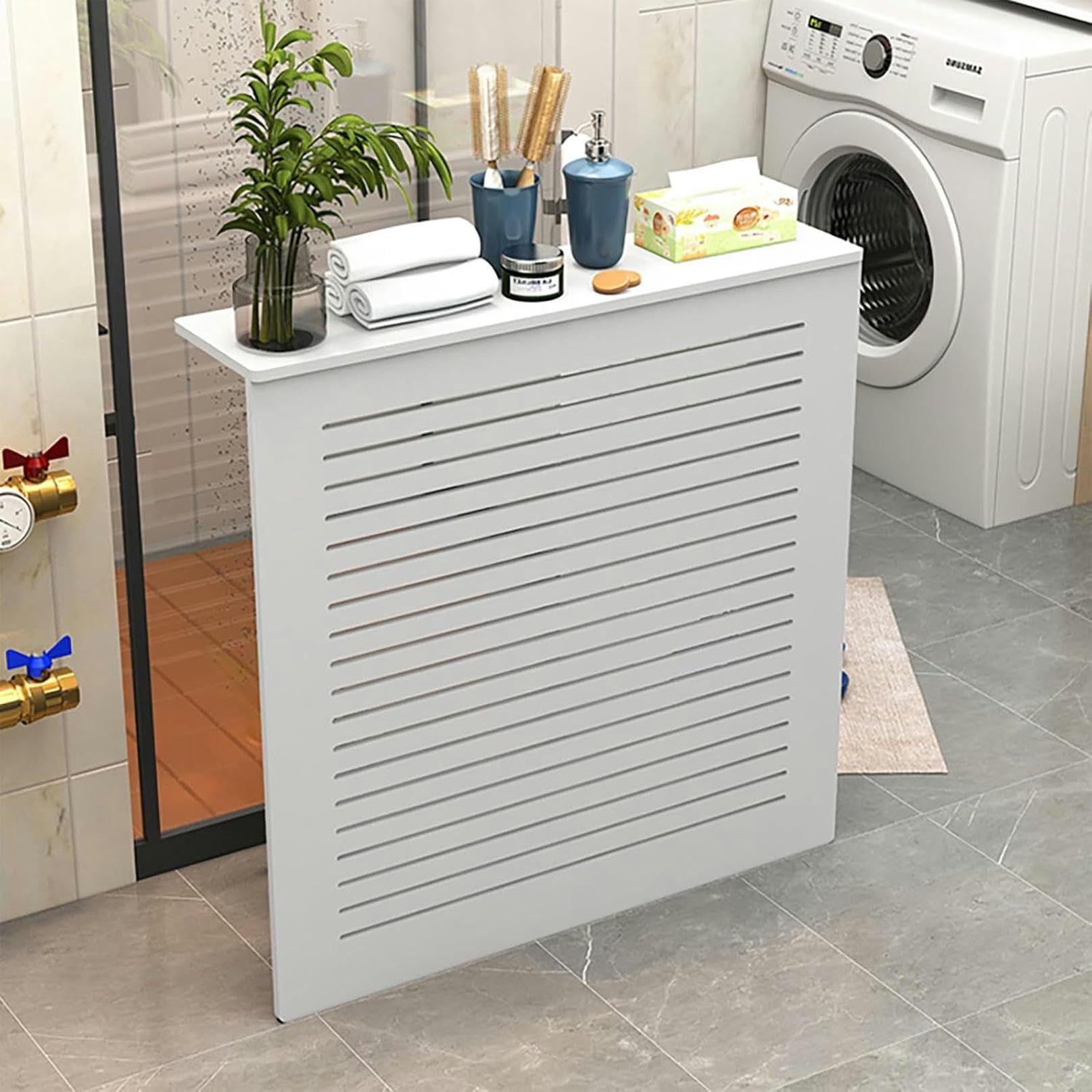 Protectores de tuberías y cubierta de radiador moderna blanca para evitar manchas y quemaduras