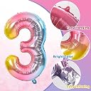 FI - FLICK IN 1 Pc Big Size Number 3 Foil Balloon 32 Inch Large Rainbow Number Foil Balloon Gradient 0 to 9 Number Balloons for Decoration 3rd Birthday Anniversary Decoration Items(Pack of 1,Rainbow) gallery image