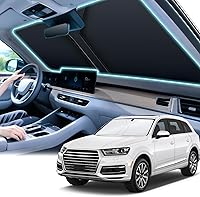 SINGARO 300T Universal Car Windshield Sun Shade Foldable Reflective Overlapping Design 55"x26.7" - Blocks UV & Heat