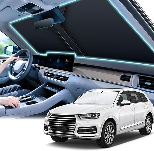 SINGARO Parasol universal 300T para parabrisas de automóvil, plegable, reflectante para parabrisas y ventanas, con diseño superpuesto, accesorios