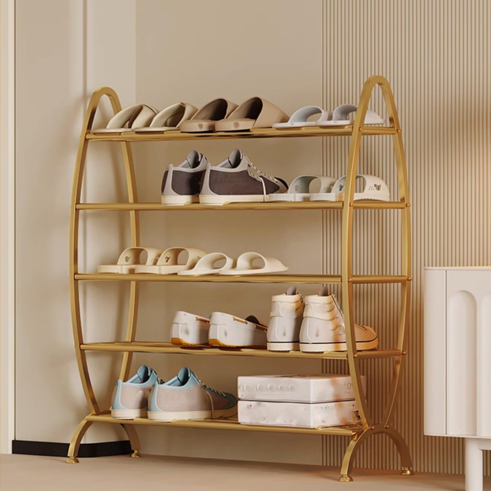 Étagère à chaussures en métal à 5 niveaux 60x38x85 cm pour entrée et salon