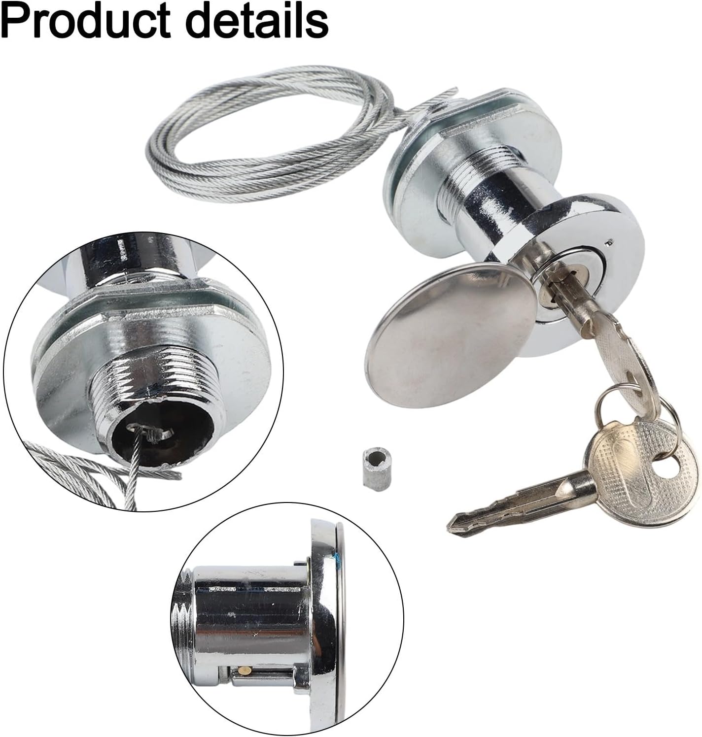 Manual Override Key For Garage Opener, Outdoor Garage Door Lock, Steel Wire Security Latch With Fit Kit And Replacement Lock Cylinder