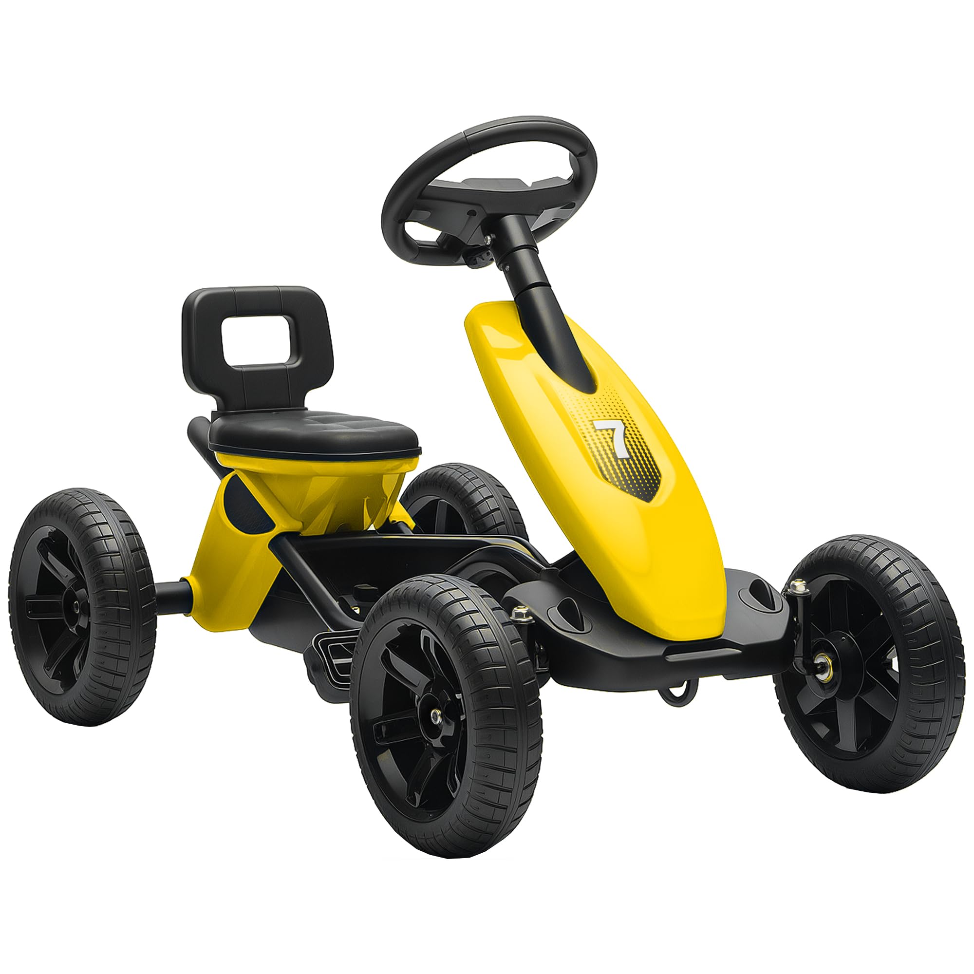 AIYAPLAY Go Kart a Pedales para niños, Coche de Carreras para niños con neumáticos EVA silenciosos, para 2-5 años, Amarillo