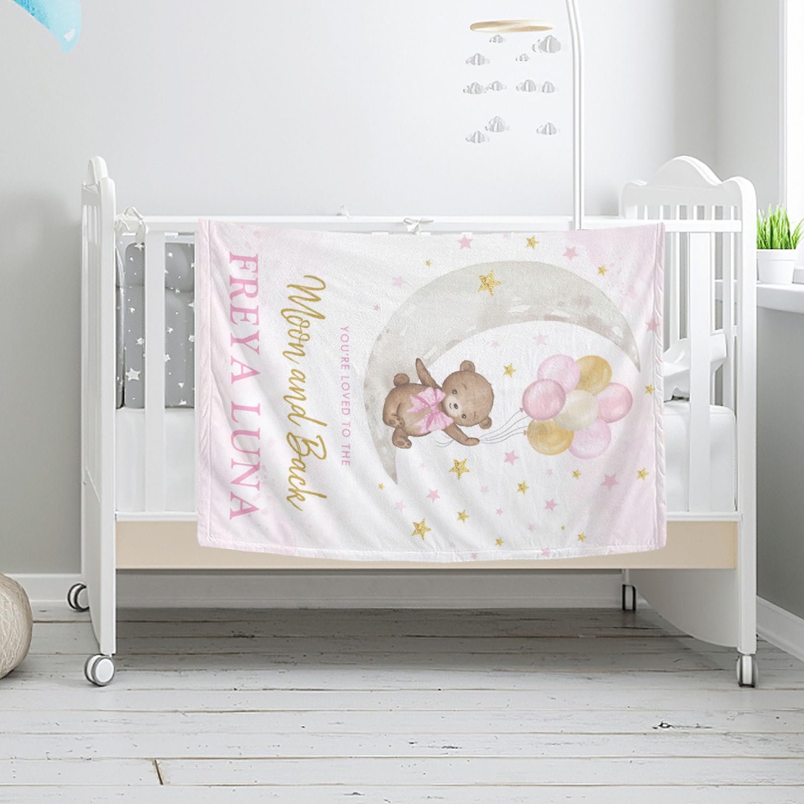 Personalized Baby Blanket - Floral Bunny Design, Custom Name, 30x40 Inch Flannel Swaddle For Shower Gift - View #6