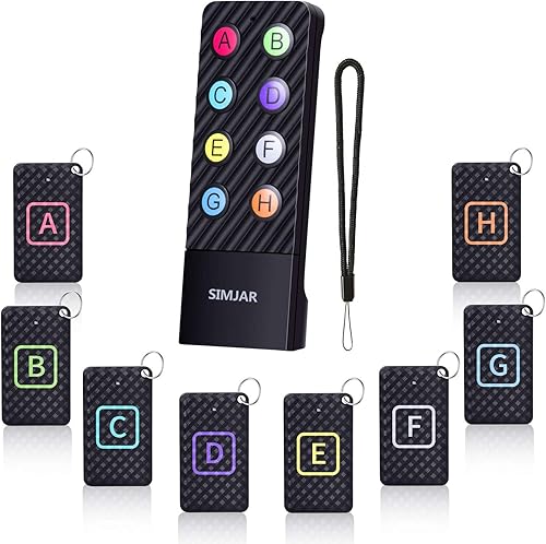 SIMJAR - Buscador de llaves con cordón para control remoto y rango de trabajo de hasta 100 pies, inalámbrico RF 90dB localizador de artículos,