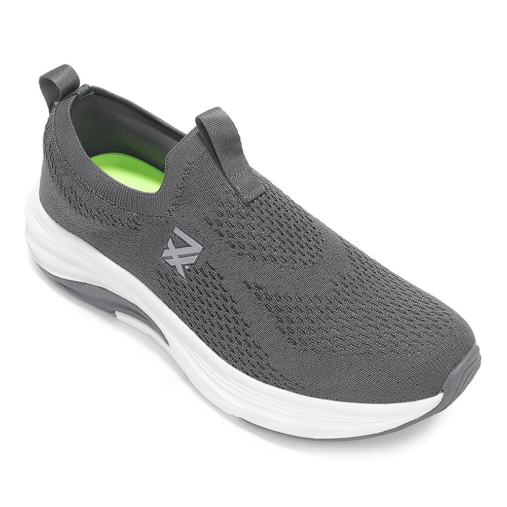 LEAP7X ULTRASTEPE Walking Shoes for Men – Black & Dark Grey Slip-On Sports Sneakers | Lightweight & Stylish Everyday Training & Casual Sneakers for Men