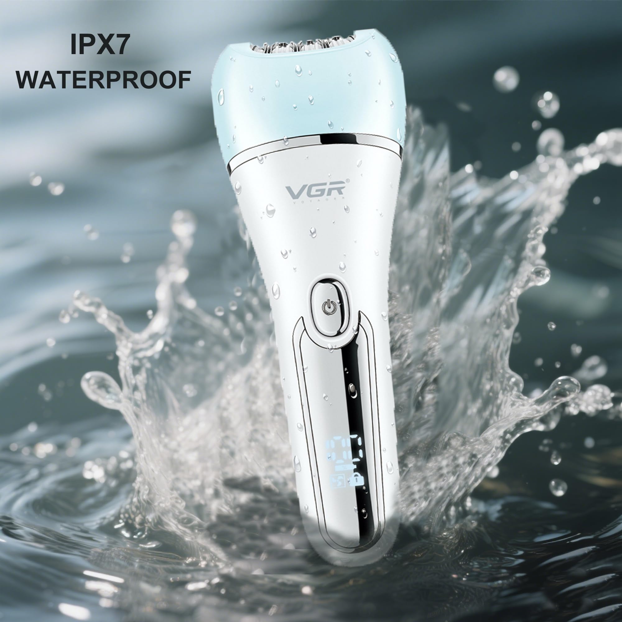 VGR 733 Epilator Hair Removal for Women, 6-in-1 Cordless & Rechargeable Lady Electric Shaver, IPX7 Waterproof Hair Removal Device Wet and Dry Bikini Trimmer for Face Leg Armpit, Blue