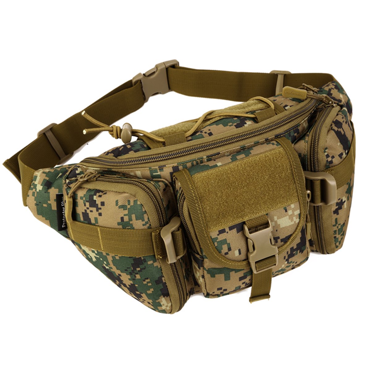 Huntvp Tactical Bumbag Molle Military Waist Bag Large Waterproof Fanny Pack Bum Bag for Outdoors Hiking Camping Running Walking Jungle Camouflage โ image 1