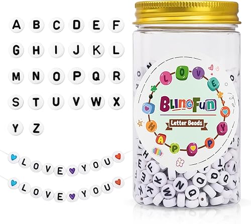Juego de 800 cuentas de letras para pulseras, 26 estilos de cuentas del alfabeto para hacer joyas, pulseras, collares, llaveros