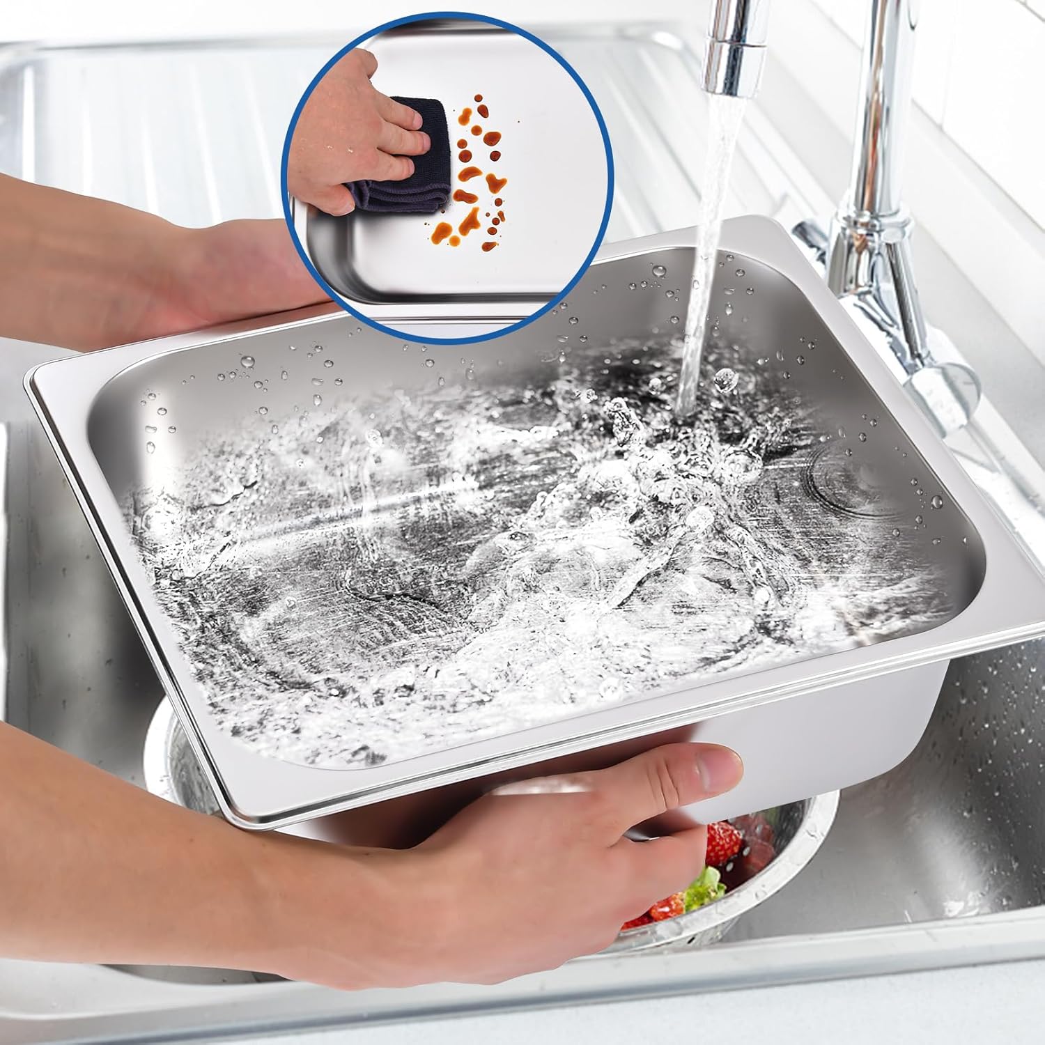 1/2 8 Pack Stainless Steam Hotel Pan, 4" Deep 1.2 mm Thick Stainless Steel Jam, Steam Table Pans, Catering Storage Metal Food Pan for Party, Restaurant, Hotel