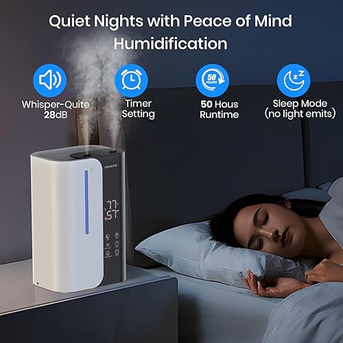 Miniatura 4 de Humidificadores de niebla fría para dormitorio, plantas y bebés, humidificador inteligente de llenado superior de 5 litros para habitación grande