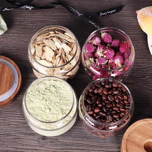 Miniatura 5 de Tzerotone 8 recipientes de especias  Tarros de especias de vidrio de 85 onzas con tapa hermética y etiquetas  Botellas de especias redondas vacías