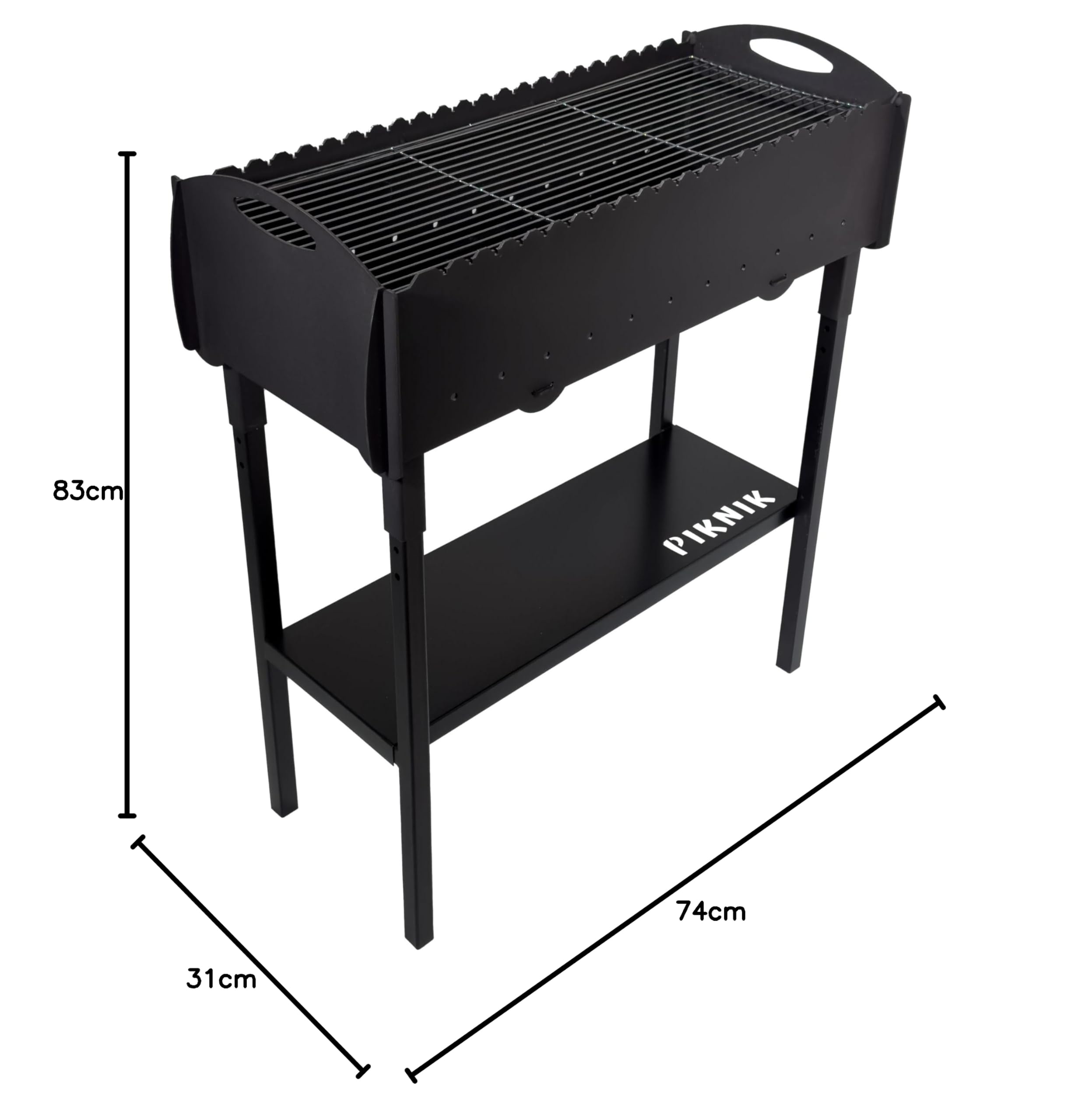 Gartengrill | Schaschlikgrill für 21 Spieße – Massiver Holzkohlegrill aus 3 mm Stahl, zerlegbar & kompakt verstaubar, stationärer Metallgrill für Garten, Terrasse & Outdoor BBQ