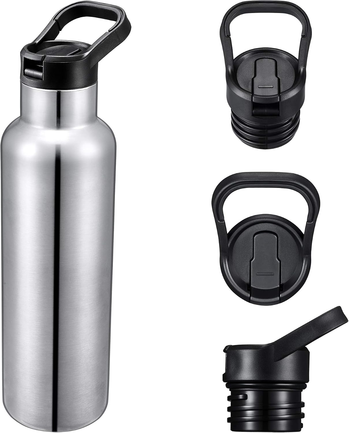 Vmini Straw Lid, Compatible with Hydro Flask Standard Mouth Water Bottle and More, Wide and Fixed Handle, 2 Straws and 1 Brush