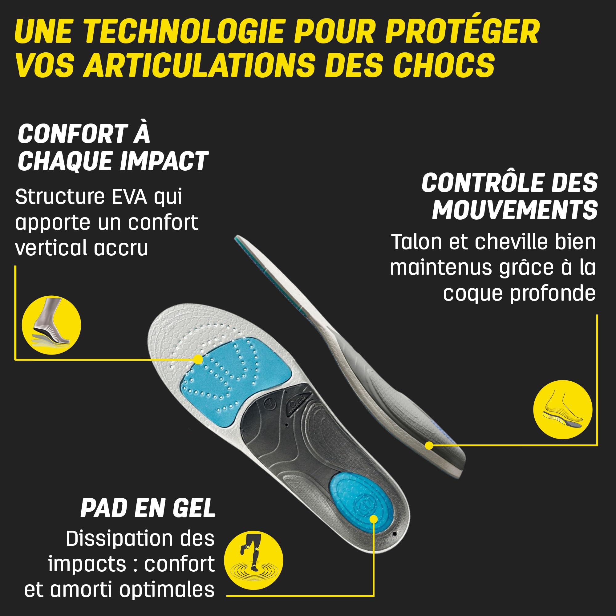 Sidas Semelles 3Feet High, Chaussures du Quotidien, Homme et Femme, Pour Voûte Plantaire Haute, Absorption des Chocs, Confort Durable toute la journée