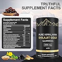Vista 3 de Gomitas Shilajit puras del Himalaya Shilajit, sin azúcar añadida, Ashwagandha y Gokshura, ácido fúlvico y más de 85 minerales traza para hombres