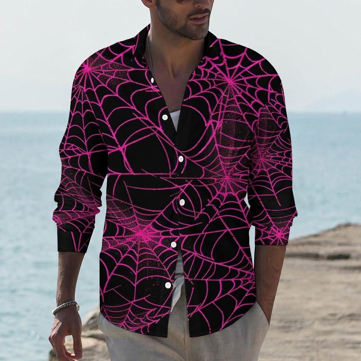 Men's Casual Button Down Shirts Lapel Pocket Long Sleeve Shirt Regular Fit