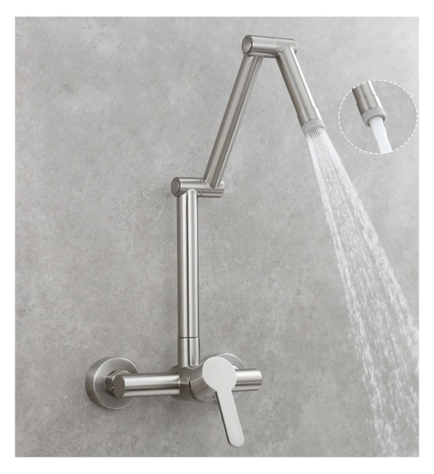 High Brass Pot Filler Tap Wall Mounted Kitchen Faucet Cold and Hot Water Folding Spout Black Chrome Nickel Mixer Taps,Durability(Style B Nickel)