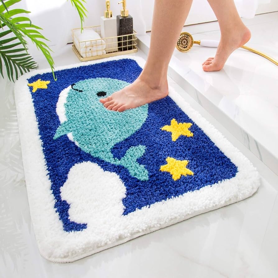 犬柄のかわいいバスマット お風呂マット 足ふきマット 速乾 洗える