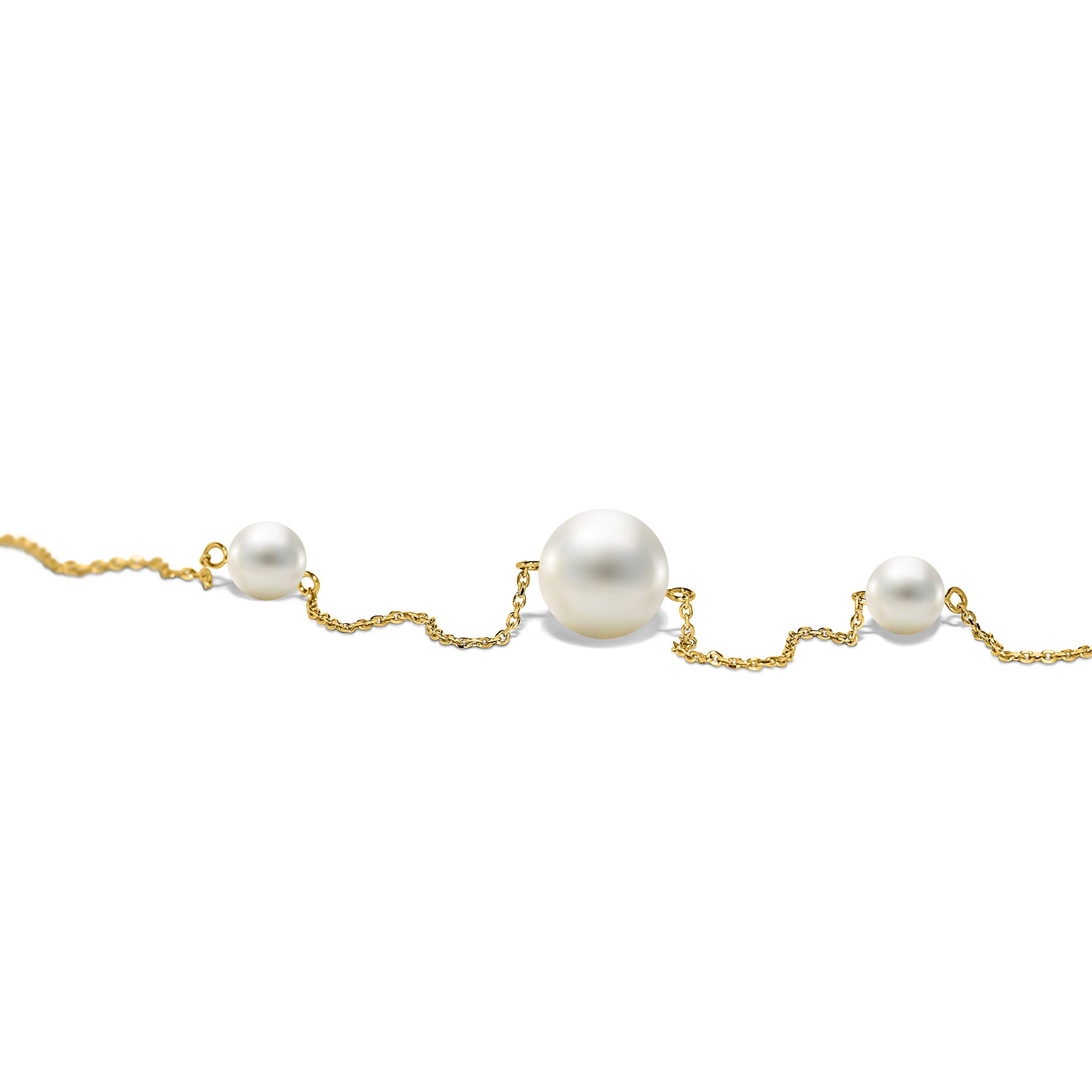MIORE Damen Armband | echtes 14 Karat (585) Gelbgold | Perlen Armband mit 3 weiße runde Süßwasserperlen | hautfreundlicher Damenschmuck Gold | Länge 21,5 cm | nachhaltiger, handgemachter Damen Schmuck