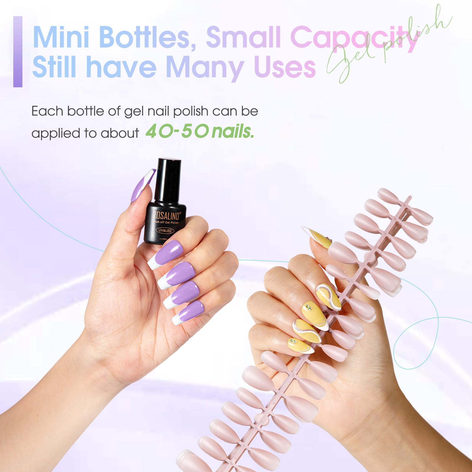 ROSALIND Vernis Semi Permanent, 36PCS Violet Bleu Marron Rose Vert Gris Couleurs Vernis Gel Semi Permanent, Mini UV/LED Semi-permanent Manucure Kit