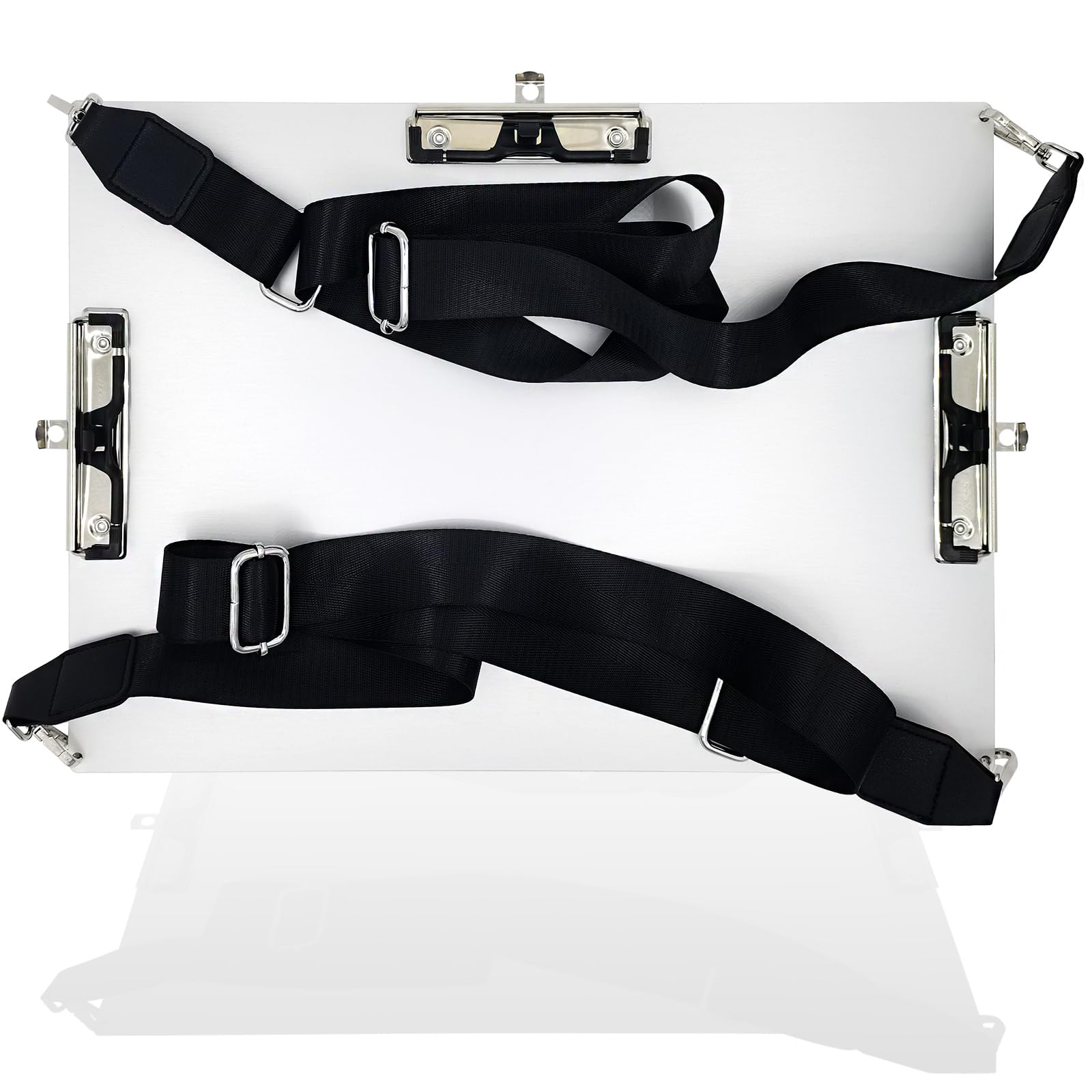 Klemmbrett mit drei Clips, Aluminium, 28,9 x 43,2 cm, mit 2 speziellen Schultergurten, Metall-Klemmbretter zum Aufhängen, Kunststifthalter, extra großes Klemmbrett für Feld, Zeichnen, Geschäft, Büro,
