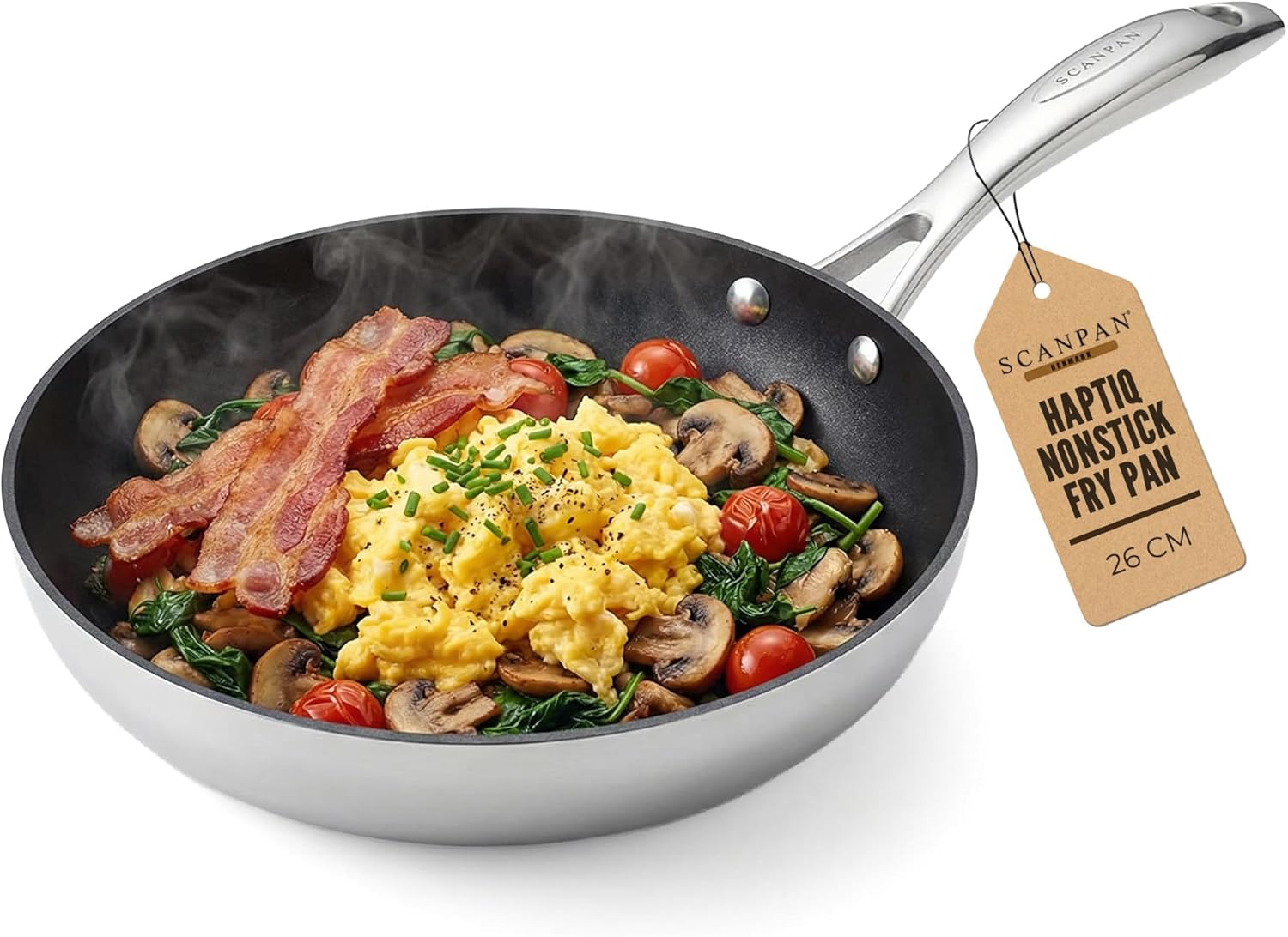 Scanpan HaptIQ 10 1/4 inch Stainless Steel-Aluminum Nonstick Fry Pan – Compatible with All Cooktops, Induction Ready, Metal Utensil Safe, Oven Safe to 500°F, Dishwasher Safe