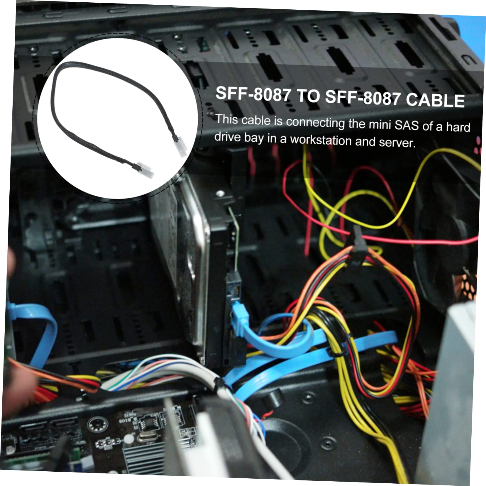 LALAFINA Mini Mini SAS Cable Pin Internal Connection Cord for Server High Speed Data Transmission Woven Mesh Protection for DIY Enthusiasts