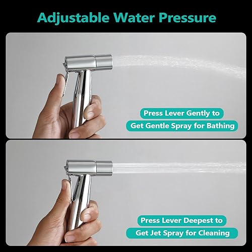 Miniatura 2 de BARROCK Pulverizador de bidé para inodoro, pulverizador de chorro de mano para inodoros existentes con manguera de bidé, ducha musulmana de presión