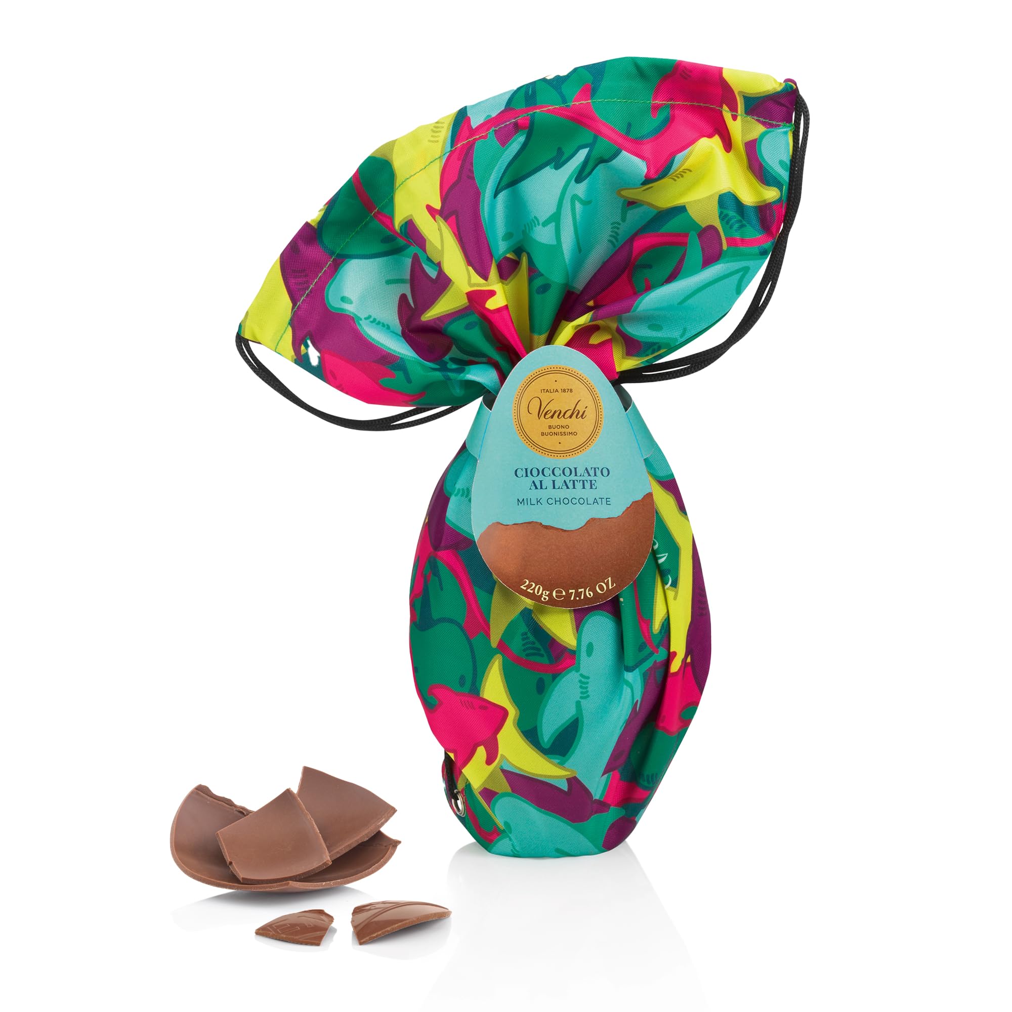 Venchi - Uovo di Cioccolato, Gusto Cioccolato al Latte, con Sorpesa e Zainetto per Bambini e Teen, Senza Glutine, 220 gr, Collezione Pasqua, Idea Regalo
