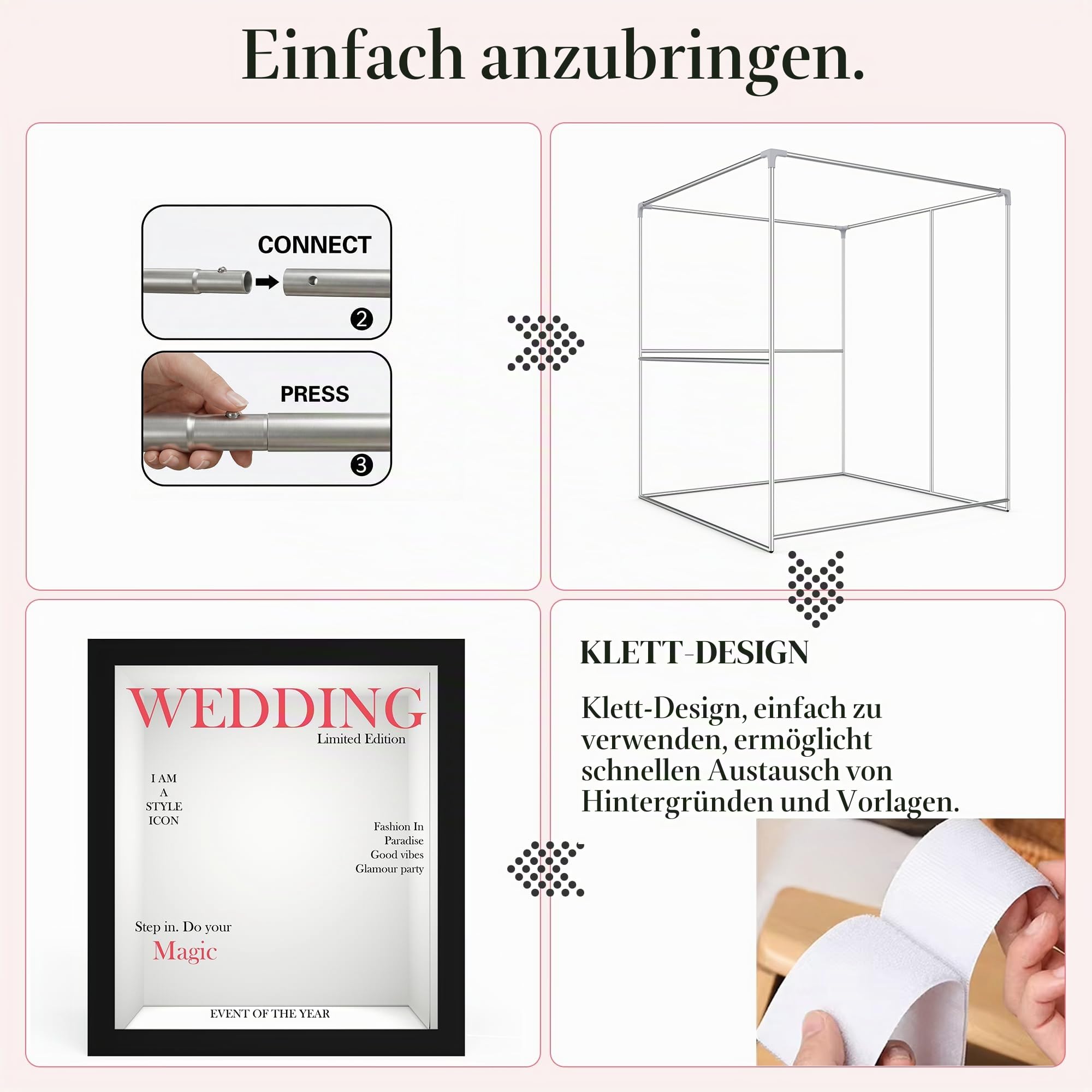 HARZHI Magazine Box Fotokabine, Leichte Photo Booth für Wedding mit Individuelles Logo, 2 x 2 x 2,3 M, Schneller und Einfacher Aufbau, Fotobox für Geburtstage, Partys, Vermietung und Kommerzielle