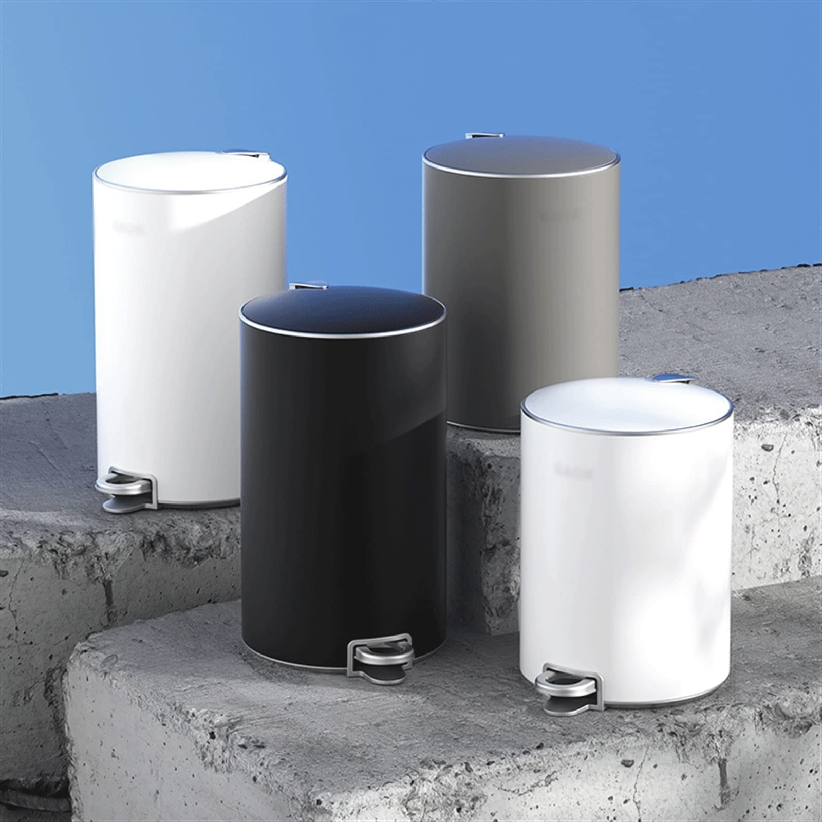 Papierkorb 8L/12L/15L Haushalt Großer Edelstahl-Mülleimer Küche Badezimmer Schlafzimmer mit Deckel Mülleimer Mülleimer,Schwarz-15l