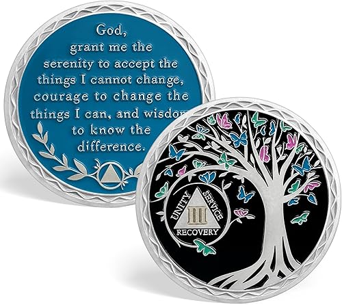 Moneda de sobriedad de 3 años  Chip de sobriedad del árbol de la vida  Chips AA y medallones  Regalos de sobriedad para mujeres y hombres  Regalos