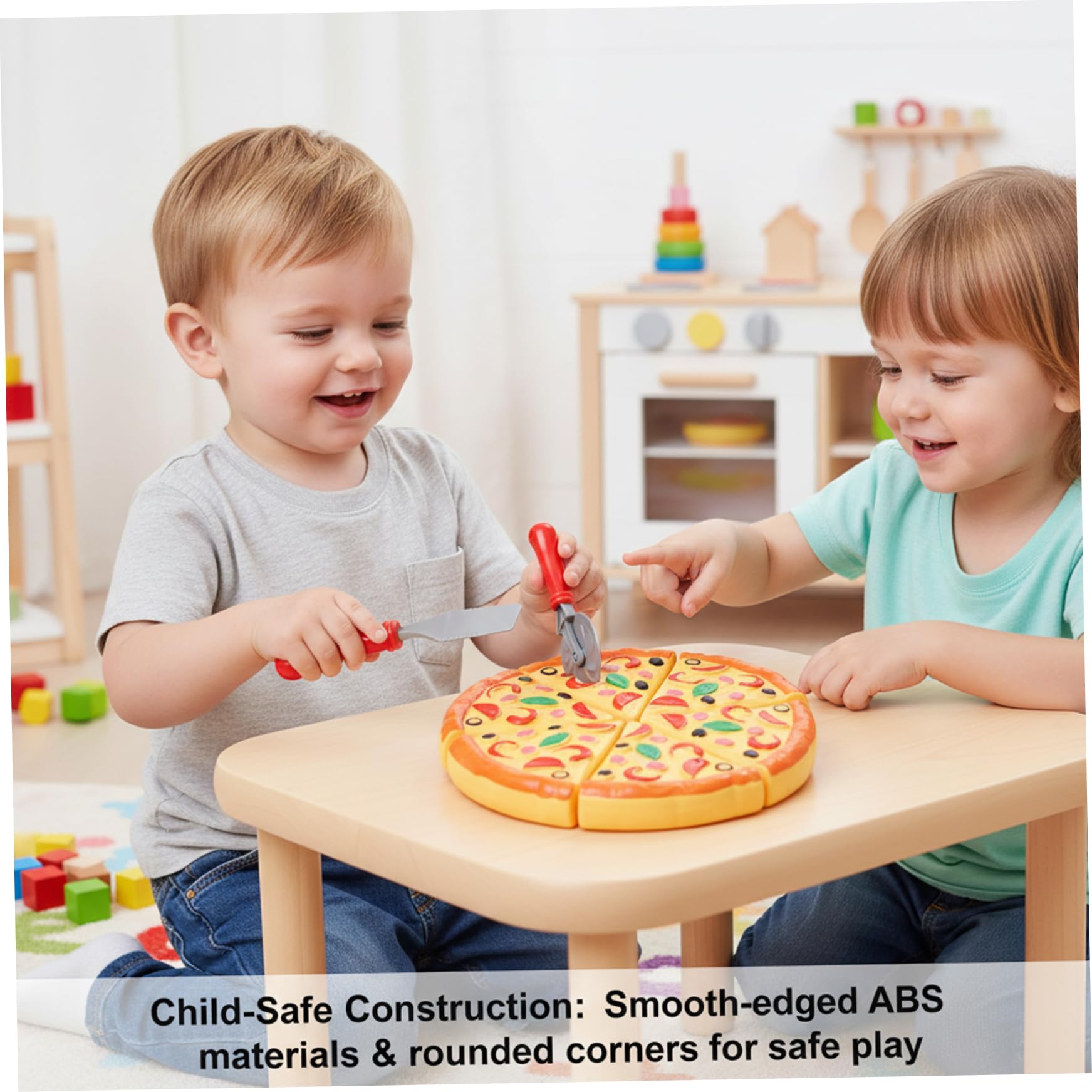 Ensemble de Jeu de Pizza réaliste, Jouet Pizza avec Cutter pour Enfants, Jeu interactif Cuisine pour Cuisine Imaginative et motricité Fine